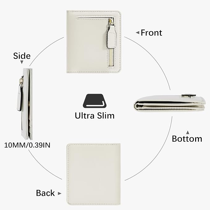 Gostwo Small Wallet for Women, Slim Bifold Credit Card Holder, Compact RFID Blocking Cash Wallet, Billfolds Thin Leather Zipper Pocket, Mini Wallet Gift for Ladies Teen Girls Travel with ID Window - Image 4