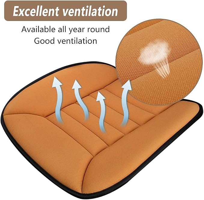 2PCS Car Seat Cushion Pad 1.2" Thick Comfort Seat Protector for Car Driver Seat Office Chair Home Use Memory Foam Seat Cushion with Non Slip Bottom, 20'' x 18.5'', Orange - Image 3