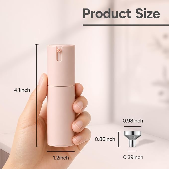 Airless Pump Bottles Travel: Lotion Dispenser for Small Size - Empty Shampoo Containers - Mini Vacuum Jar for Cream - 1 oz Plastic Pink | Plastic lotion dispenser, for face cream moisturizer, small skincare, shampoo soap, empty toiletry, cosmetic, leak... - Image 5