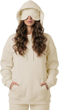 Ainangua Womens Oversized Pullover Essentials Hoodie with Eye Mask Comfor Airplane Mode Travel Office Vacation Sweatshirts (Beige,M) by Ainangua