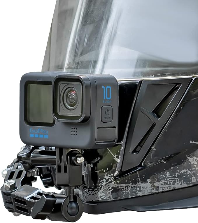 Motorcycle Helmet Chin Mount Kit Compatible with GoPro Hero 13 Black, Hero 12/11/10/9/8/7, DJI Action 6/5 Pro/4/3 and More Action Cameras (Ball Head Motorcycle Helmet Chin Mount) by SKEZN
