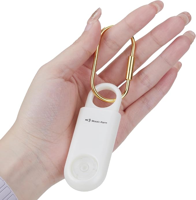 130dB Personal Safety Alarm Ultra Bright Strobe Light Loud Sound Keychain Siren with Carabiner for Women, School Children. Hiking Alarm Bear Deterrent. SOS Emergency Alerts. Coconut White - Image 2