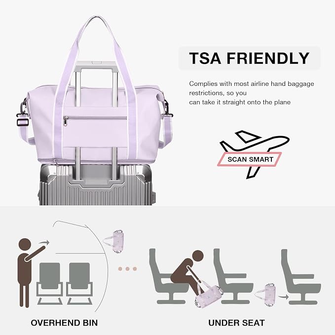 Travel Duffel Bag, Sports Tote Gym Bag, Shoulder Weekender Overnight Bag for Women - Image 4