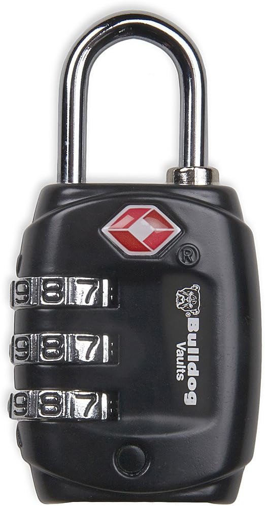 TSA Lock luggage locks with Steel Shank (1-Pack), black by Bulldog+Cases