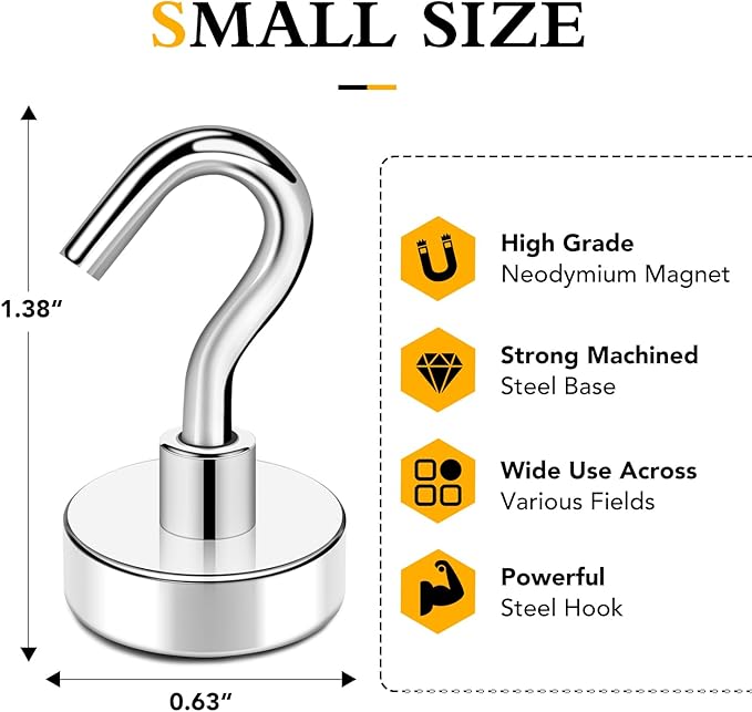 Magnetic Hooks for Cruise Cabins, 30LBS+, 25 Pack, Silver | Cruise Essentials 2026, Heavy Duty Magnets Hooks for Refrigerator, Storage, Grill, Hanging and Kitchen - Image 2