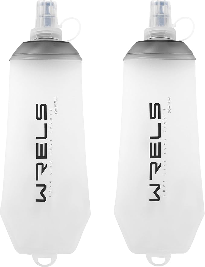 WRELS 200ml/350ml/500ml Collapsible Soft Flask,BPA Free Folding Soft Water Bottle with Hanging Ring,Lightweight TPU Hydration Flask for Running Marathon Cycling Hiking by WRELS