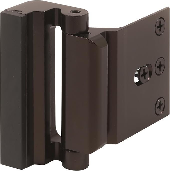 Prime-Line U 11126 Door Reinforcement Lock – Add Extra, High Security to your Home and Prevent Unauthorized Entry – 3 In. Stop, Aluminum Construction, Bronze (Single Pack) | Add Extra High Security, Prevent Unauthorized Entry, 3 In. Stop, Solid Brass C... - Image 2