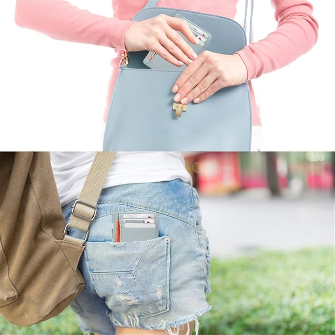 GH GOLD HORSE Slim RFID Blocking Card Holder Minimalist Leather Front Pocket Wallet for Women | Slim - Image 7