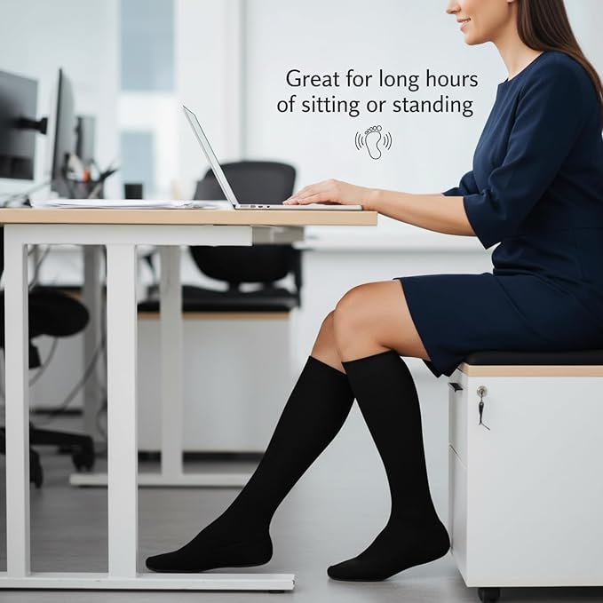 3 Pairs Compression Socks for Women Men 15-20 mmHg | Knee High Compression Stockings Soft Nylon Support Socks for Athletic Running Travel Office Daily Wear & Muscle Recovery - Image 6
