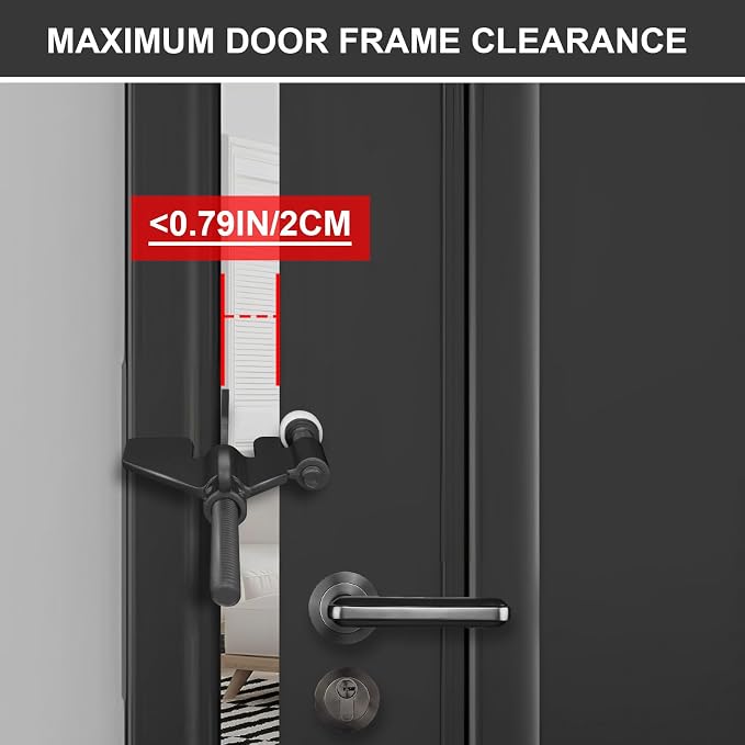Portable Door Lock, Hotel Travel Door Lock Security for Home, Black | Hotel Safety Device for Door Security, Portable Lock for Hotel Room, Apartment, College Dorm and Travel - Image 3