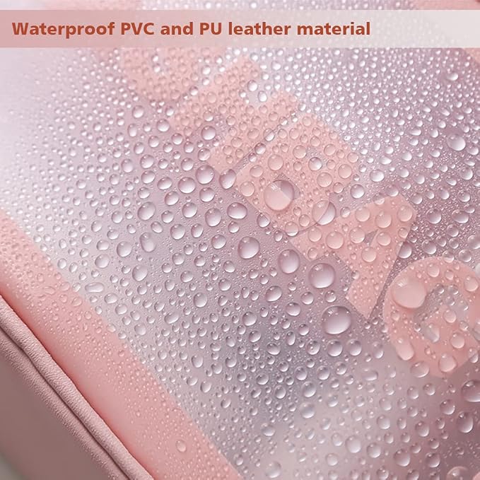 DAPOWER Travel Toiletry Bag for Women, Matte Translucent Toiletry Bag with Handy Handle, Makeup Cosmetic Organizer Bag for Travel Toiletries Accessories (Pink-XL) - Image 5