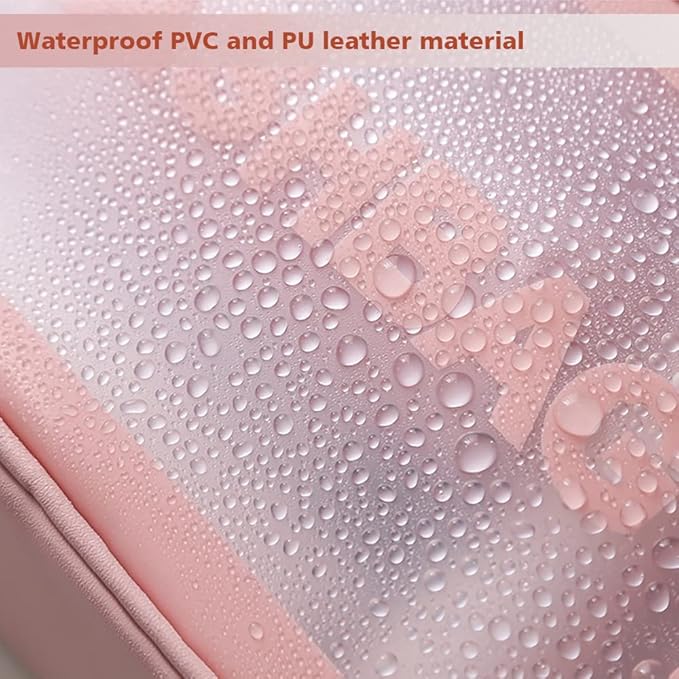 DAPOWER Travel Toiletry Bag for Women, Matte Translucent Shower Bag with Handy Handle, Makeup Cosmetic Organizer Bag for Travel Toiletries Accessories (Pink) - Image 4
