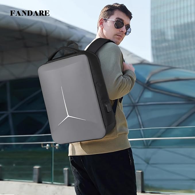 FANDARE Anti-theft Laptop Business Backpack Durable Backpack with USB Daypack 180-degree opening Travel Cabin Rucksack Work Bag Water Resistant Rucksack Work for Men & Women Grey - Image 2