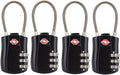 TSA Approved Travel Combination Cable Luggage Locks for Suitcases-4 Pack (Black) by Zhovee