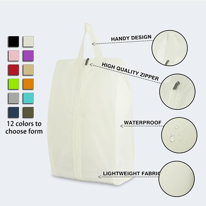 6pcs Portable Shoe Organizer, Travel Pouches with Zipper, Golf Shoe Bags, Clothes Bags, Soccer Cleats Bag Shoe Pouch for Gym, Waterproof, Odor-Resistant (White) | Golf Shoe Bags, Clothes Bags, Soccer Cleats Bag Shoe Pouch for Gym, Waterproof, Odor-Resi... - Image 4
