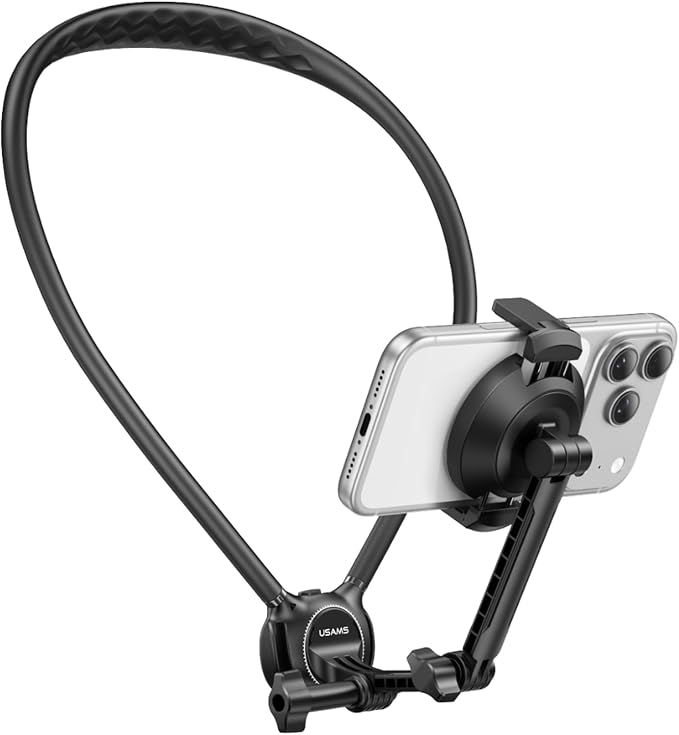 2-in-1 Neck Mount for GoPro Action Camera - Chest Strap Holder Hands Free | Hands-Free POV Shooting | One-Click Release | Adjustable Chest Strap | Air Cushion Comfort | Universal 2-Prong Mount by USAMS
