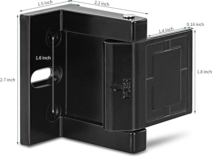 High-Security Reinforced Door Lock – Aluminum Privacy Latch for Home and Hotel, Easy Installation with Stainless Steel Screws, Interior Night Lock for Added Protection (Black-1 Pack) - Image 2