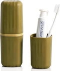 Portable Travel Toothbrush Holder: 2-in-1 Dustproof Toothbrush Travel Case with Rinse Cup, Travel Toothbrush & Toothpaste Containers for Camping, Hiking, School, Business Trip by UZDOTB