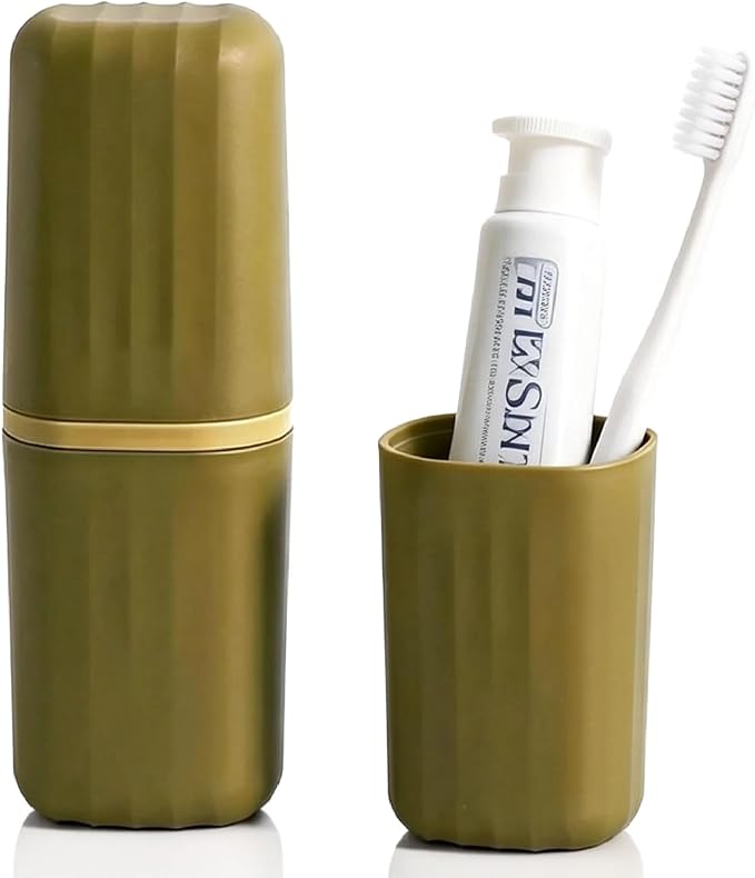 Portable Travel Toothbrush Holder: 2-in-1 Dustproof Toothbrush Travel Case with Rinse Cup, Travel Toothbrush & Toothpaste Containers for Camping, Hiking, School, Business Trip by UZDOTB