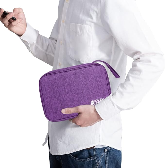 Lcsmaokin Electronics Travel Organizer,Portable Waterproof Electronic Travel Storage Bag for Small Charging Cord Storage,Charger,Small Electronics,SD Card etc,for Travel,Business -Purple - Image 7