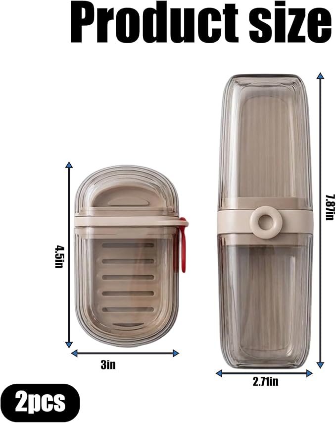 Toothbrush Travel Case, Travel Soap Case 2-Piece Set, Portable Toothbrush Holder with Cover for Traveling Camping Gym, Durable Travel Toothbrush Case and Soap Storage Organizer - Image 2