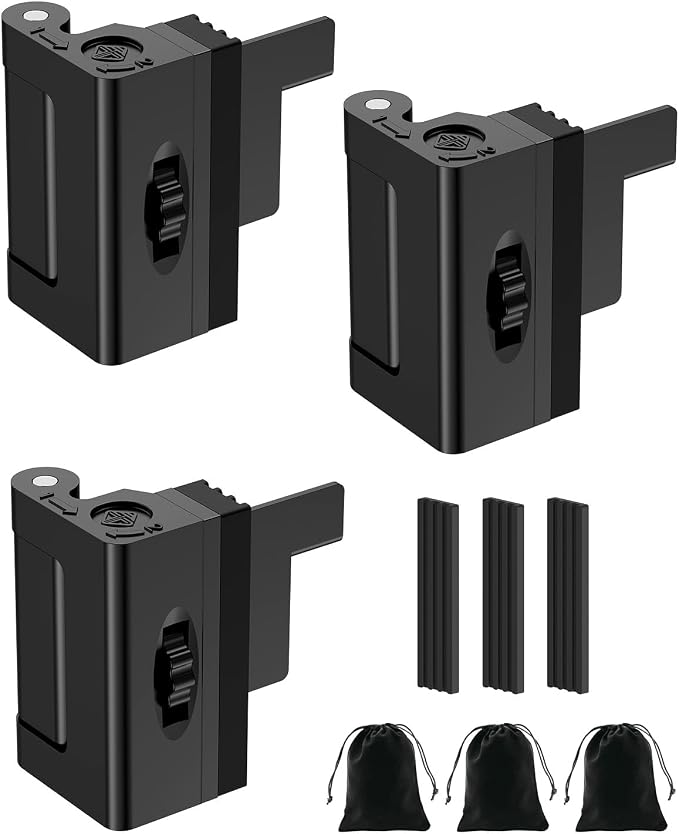 Portable Door Reinforcement Lock for Travel & Home, No Screws Instant Install Safety Lock for Inward Swing Front Door, Hotel, Apartment - Extra Latch from Inside Withstand 800lbs (Black-3PCS) by AnobeyiHardware