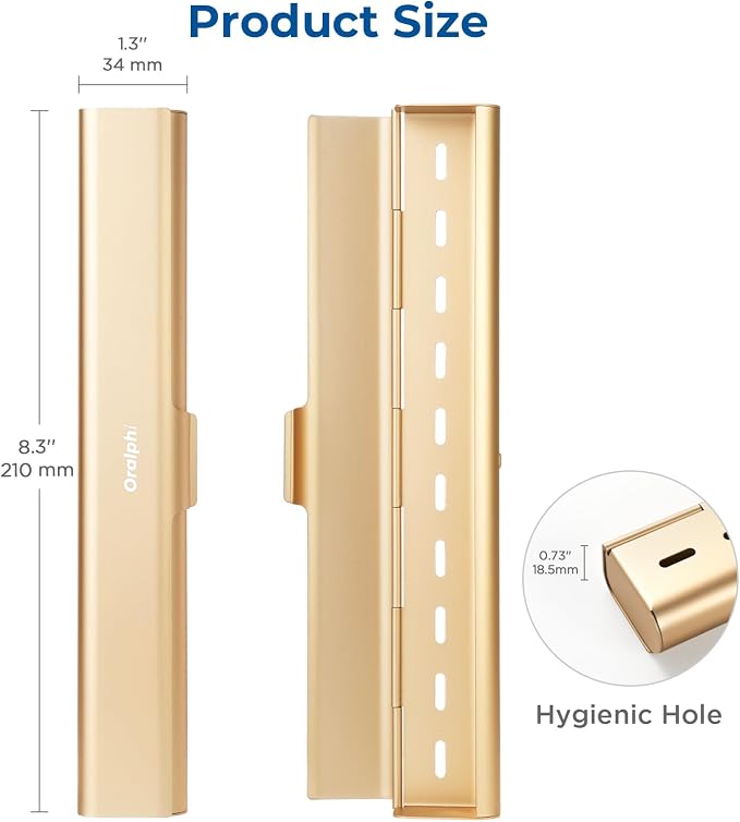 Aluminum Toothbrush Travel Case, Portable Travel Toothbrush Holder, Durable Manual Toothbrush Box Container for Traveling, Bathroom, Camping, Business Trip-Gold - Image 5