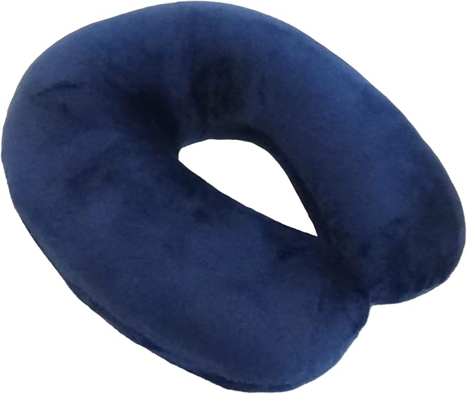 Wolf Essentials Adult Cozy Soft Microfiber Neck Pillow for Travel – Compact, Machine Washable - Perfect for Airplane, Car, or Home Use - Filled and Finished in The USA – Navy - Image 2