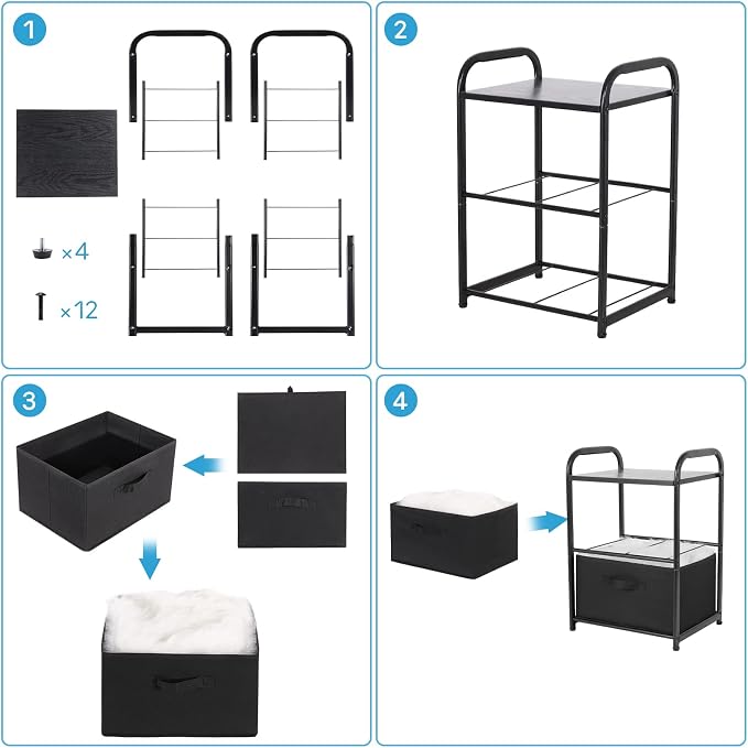 MAX Houser Dresser for Bedroom with 2 Drawers, Wide Chest of Drawers, Fabric Dresser, Storage Organizer Unit with Fabric Bins for Closet, Living Room, Hallway, Nursery,Black | Wide Chest of Drawers, Fabric Dresser, Storage Organizer Unit with Fabric Bi... - Image 7
