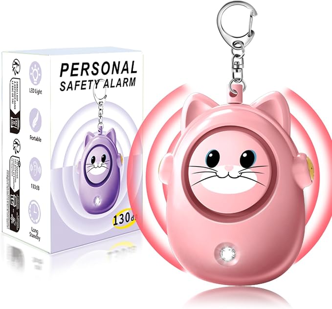 Personal Alarms Keychain, 130dB Loud Safety Siren, LED Light, Cute Cat Design Security Device for Women, Elderly, Children - Image 7