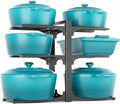 MUDEELA 6-Tier Heavy Duty Pots and Pans Organizer under Cabinet, 13.78" H | Work as a Single or Double-sided, Adjustable Pot Rack for Frying Pan, Cast Iron Skillet, Fits Various Cookware up to 12" by MUDEELA
