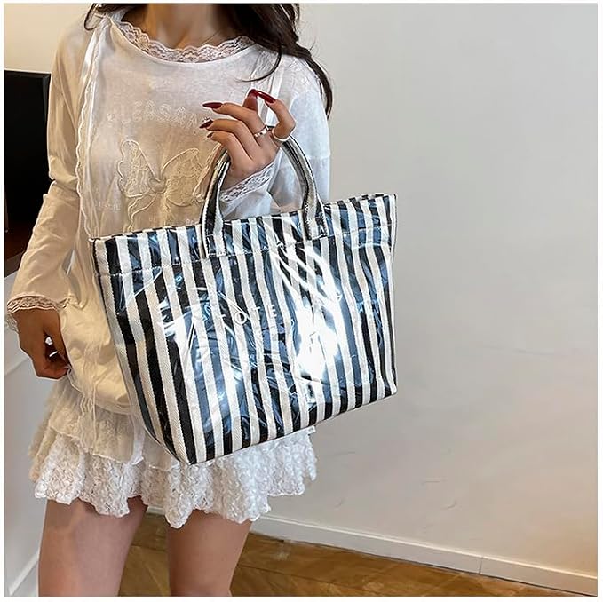 Lushandy PVC Tote Bag for Women Jelly Beach Bag Top Handle Hobo Handbag | Water-Resistant, Wipe Clean, Lightweight - Image 3