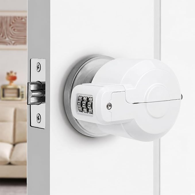 Door Knob Safety Cover Lock Child Proof Door Knob Lockout Device Cover | Combination Lock for Kids Dementia Elderly Safety Water Gas Valve Faucets Temporary Door Handle Lock Fits Most Circular Knobs - Image 2