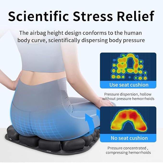 Sondour Travel Seat Cushion, Inflatable Airplane Cushion for Long Flights | U-shaped Portable Airline Cushion with Air Pump for Office & Airplane,Wheelchair,Car Stadium,Pressure Relief - Image 2