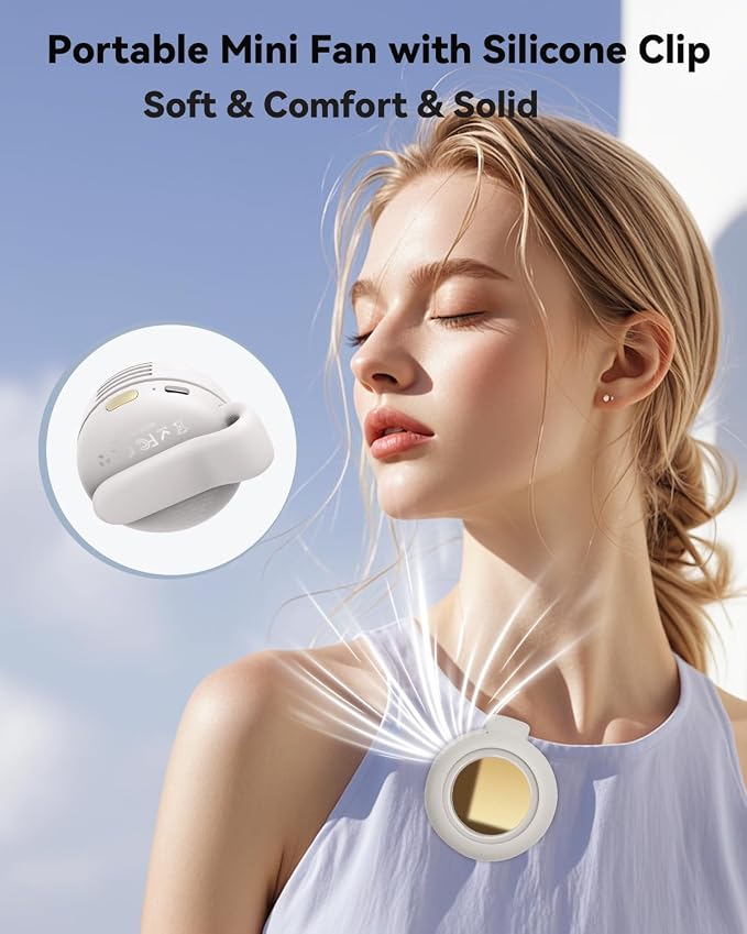 Portable Silent Mini Bladeless Fan Clip On, Small Fan Clip on for Shirt & Waist, Adjustable 3-Speed Suspended Whirlwind Fans, For Outdoor & Travel & Office, Travel Accessories, Gift - Image 3