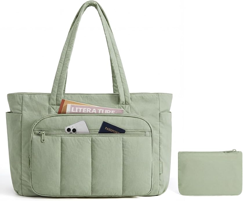 BAGSMART Tote Bag for Women, 2 Set Work Tote Bag with Zipper | 20L Capacity, 15.6'' Laptop Quilted Nurse Handbags for Work Travel College - Image 9