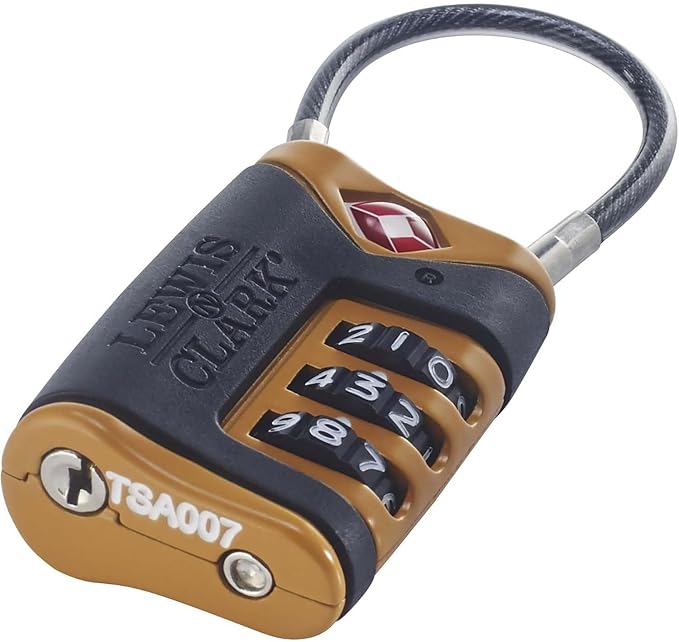 Lewis N. Clark TSA-Approved Combination Luggage Lock with Steel Cable (2-Pack), Orange, One Size - Image 2