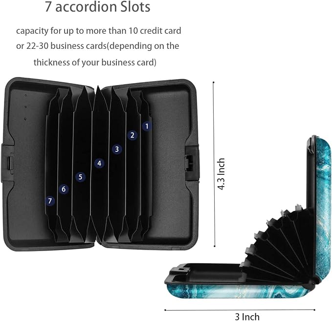 Coco Rossi Credit Card Holder RFID Aluminum Small Mini Wallet Women | Metal Wallet, Business Cards Holder, ID Case, Slim Sleeves, Womens Girls Gift, Carry Proof Wallets for Travel, Teal Marble - Image 4