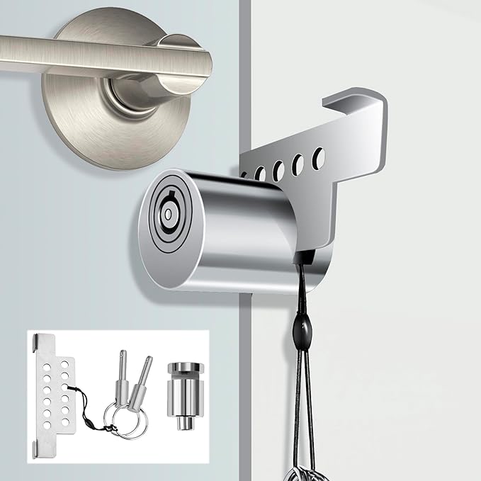 Portable Keyed Door Lock for Home/Travel Security, Extra Door Lock | Keyed & Keyless Locking Available, Child Safety Protection, Temporary No Drill Door Lock, All-Metal Construction by MOSECYOU