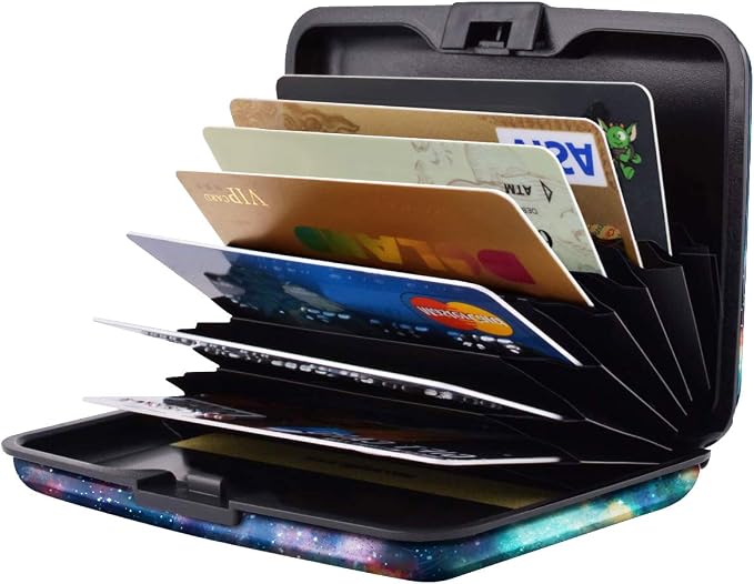Credit Card Holder for Women,RFID Blocking Slim Hard Mini Card Case ID Case Travel Wallet Nebula - Image 4