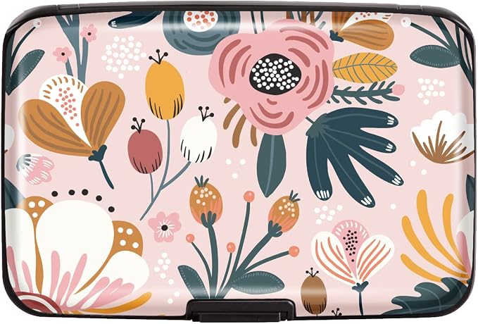 Coco Rossi Credit Card Holder RFID Aluminum Small Mini Wallet Women | Metal Wallet, Business Cards Holder, ID Case, Slim Sleeves, Womens Girls Gift, Carry Proof Wallets for Travel, Pink Flower - Image 3