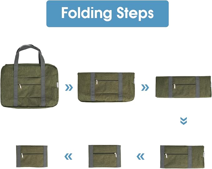 For Spirit Airlines Personal Item Bag 18x14x8 Foldable Travel Duffel Bag Tote Duffle Carry on Luggage for Women and Men 30L (Army Green (With Shoulder Strap)) - Image 6