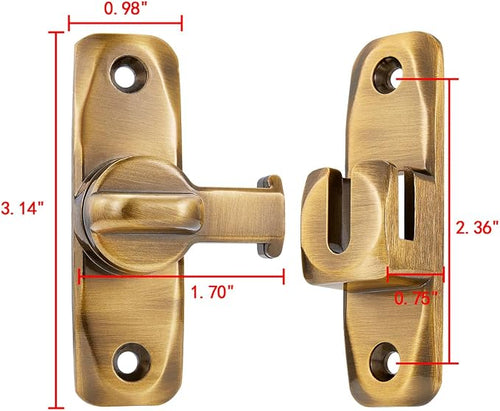 2 Packs Brass Barn Door Latches,90/180 Degree Gate Lock_B | Zinc Alloy Right Angle Door Lock Latch,Flip Gate Latches,Sliding Door Latch Lock,for Cabinets,Fence Gates,Pet Cage - Image 2
