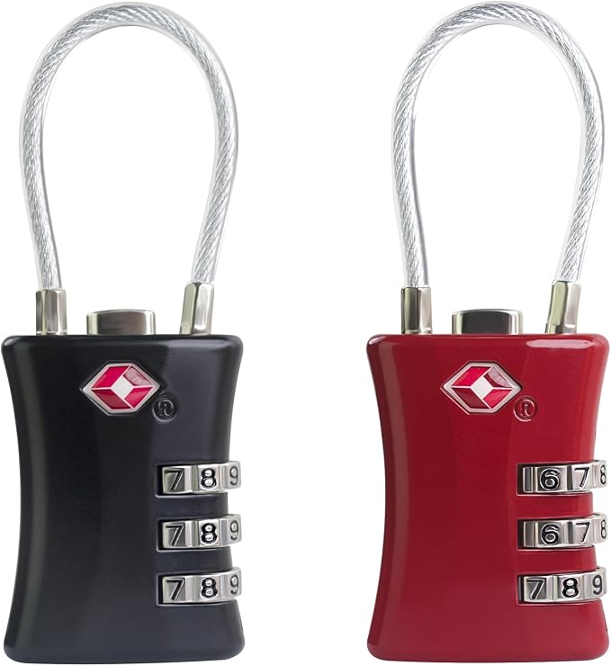 Suitcase Locks TSA Approved, Small Padlock Combination, TSA Locks for Luggage, Combo Travel Padlock with Code for Backpack, Gym Locker, Ammo Can (Black+Red) by SpecializeinCombinationLock