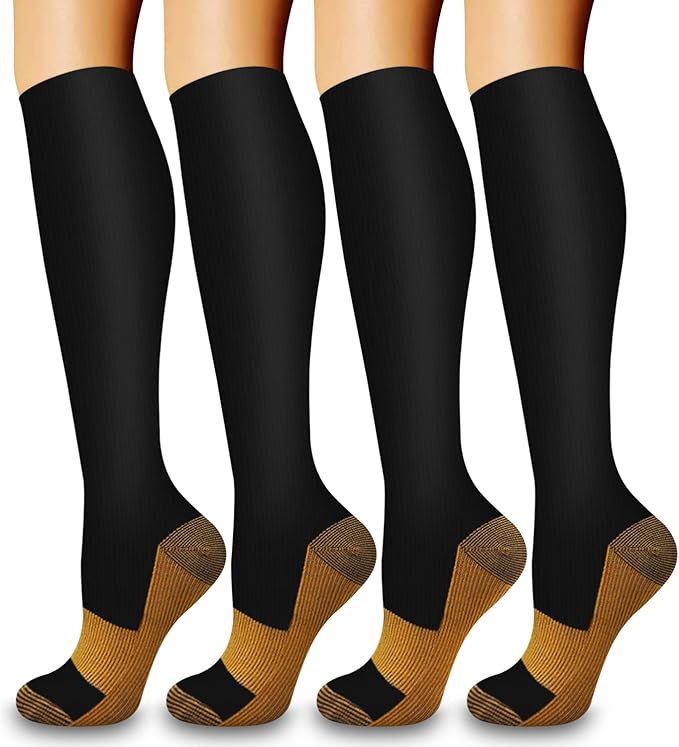 4 Pairs-Compression Socks for Women&Men Circulation-Best Support for Nurses,Running,Athletic by LaiteHebe