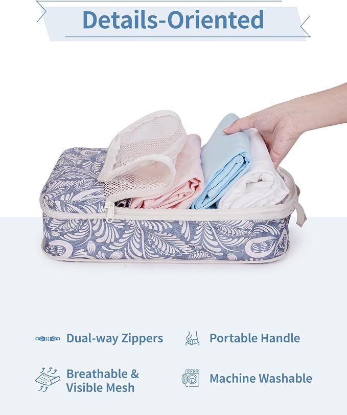Narwey 6 Set Compression Packing Cubes for Travel Women Men, Travel Cubes for Carry On Suitcase, Durable Compression Luggage Organizer Bags - Image 6