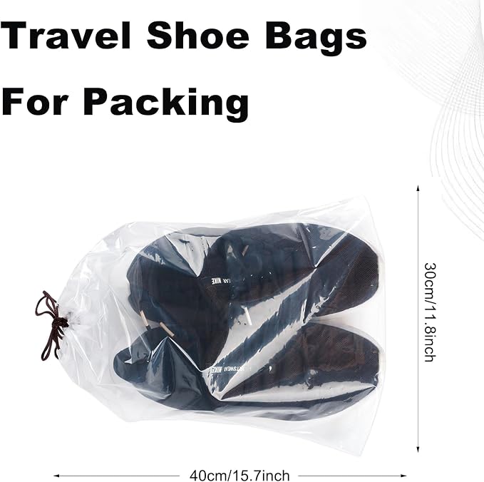 50 Pcs transparent Shoe Bags for Travel（11.8“ x 15.7”） - Image 2