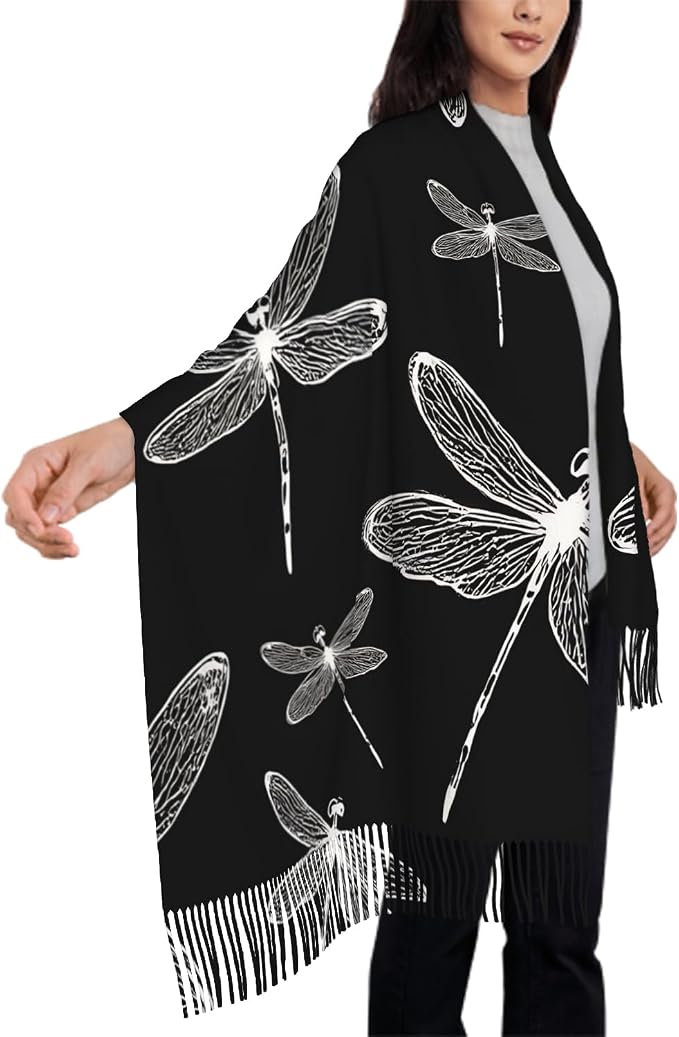 IBILIU Oversize Scarf for Women Floral Flower Purple Prune Color Scarf Tassel Scarves Fall Winter Shawl Wraps - 77.6 x 28.3in - Image 4