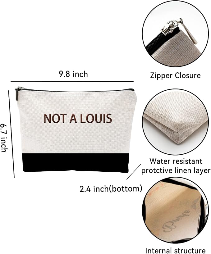 ZUYUROU Funny Makeup Bag for Women - NOT A LOUIS Sarcastic Quote Pouch - Trendy Two-Tone Canvas Cosmetic Organizer - Humorous Gag Gift for Best Friend, Travel, and Daily Use - Image 2