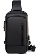 Travel Sling Bag Waterproof Crossbody Bag with Combination Lock Anti-Theft PU Leather Chest Bag by Unknown